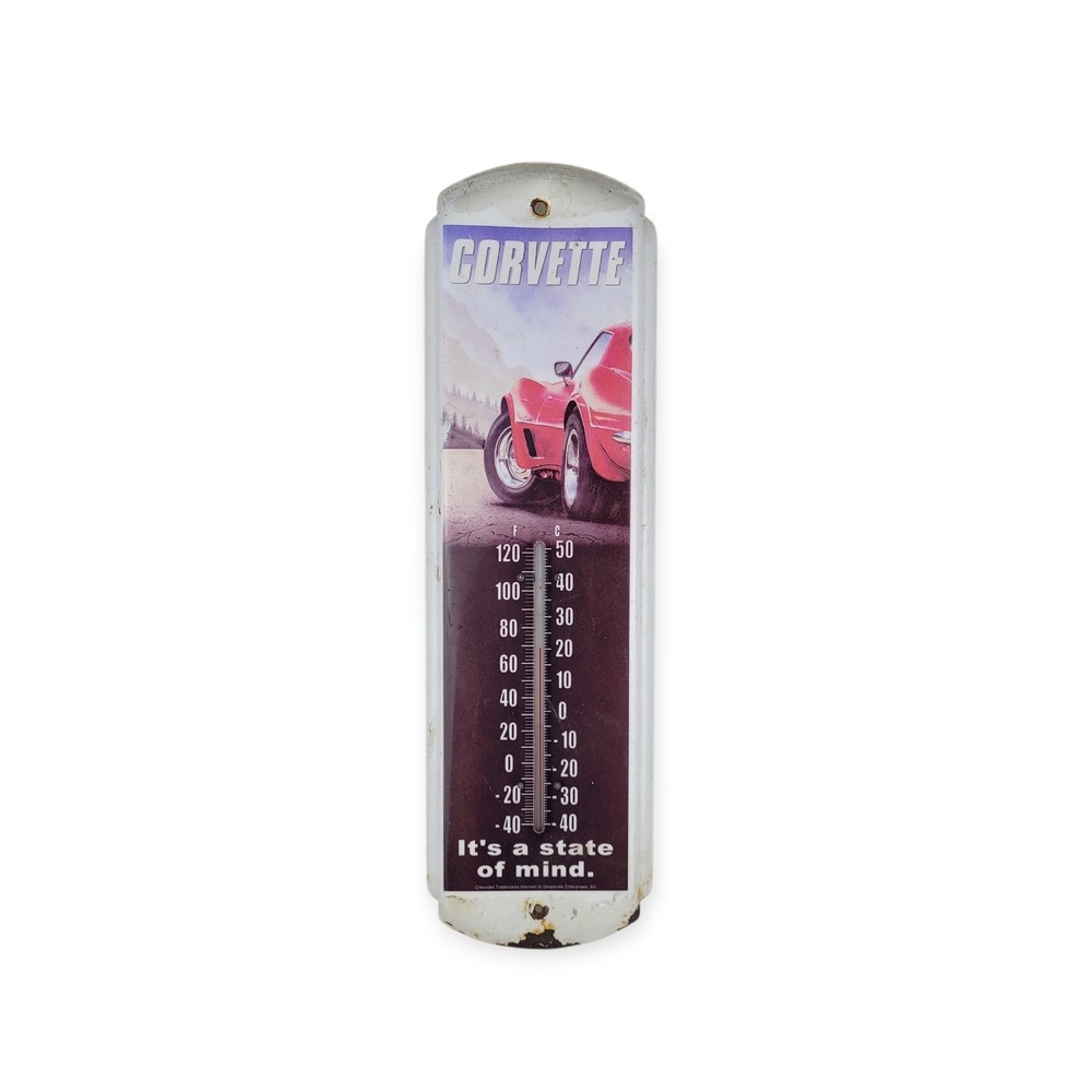 Chevrolet Corvette Metal Thermometer Red C3 Stingray It's A State Of Mind 17"‎